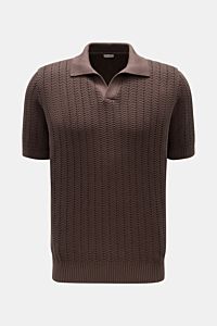Gran Sasso Short sleeve knit polo dark brown