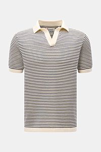 MC2 Saint Barth Short sleeve knit polo 'Sloan' cream/navy striped