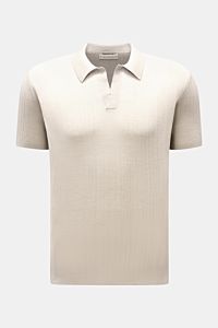 Kiefermann Merino short sleeve knit polo 'Bortiso' sand