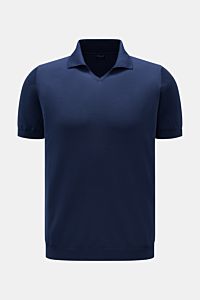 Drumohr Kurzarm-Strickpolo dunkelblau