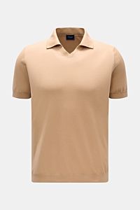 Drumohr Short sleeve knit polo light brown