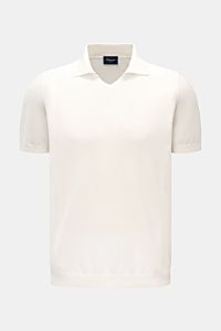 Drumohr Short sleeve knit polo shirt off-white