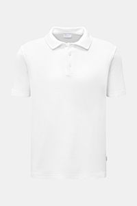 Weißes 04651/ A trip in a bag Frottee-Poloshirt 'Terry Polo' aus reiner Baumwolle, Frontansicht, Regular Fit, Polokragen, kurze Ärmel.