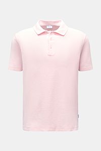 04651/ A trip in a bag Frottee-Poloshirt 'Terry Polo' rosé, frontale Ansicht, reine Baumwolle, weicher Griff, Regular Fit, Polokragen, Knopfleiste, Saumschlitze.