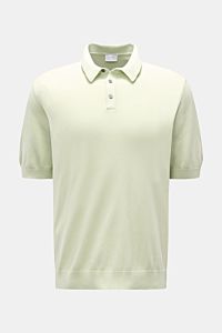 04651/ A trip in a bag Kurzarm-Strickpolo 'Pima Cotton' pastellgrün, Slim Fit, feiner Pima-Baumwolle, Polokragen, 3-Knopf-Leiste, frontale Ansicht