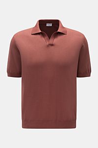 04651/ A trip in a bag Kurzarm-Strickpolo 'Johnny' rostbraun