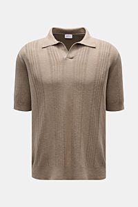 04651/ A trip in a bag Kurzarm-Strickpolo 'Johnny' taupe