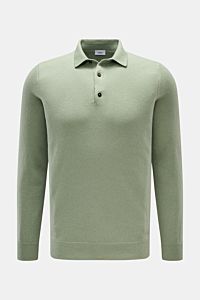 von Braun Cashmere Strickpolo graugrün, Slim Fit, aus weichem, feinem reinem Cashmere mit Polokragen, Drei-Knopf-Leiste und elastischen Rippbündchen, frontale Ansicht