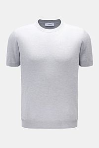 Lardini Seiden Kurzarmpullover rauchblau/hellgrau meliert