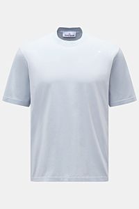 Stone Island Crew neck T-shirt 'Stellina' pastel blue shown front view, made of pure cotton jersey with soft feel, slim fit, and subtle Stellina stitching. Minimalist expression and precise workmanship: The T-shirt 'Stellina' from the Capsule Collection b