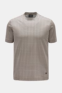 Emporio Armani Rundhals-T-Shirt schwarz/sand gemustert