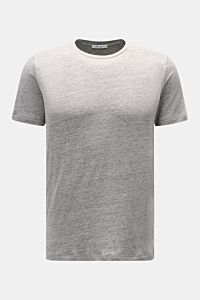 Stefan Brandt Leinen Rundhals-T-Shirt 'Enno' grau meliert