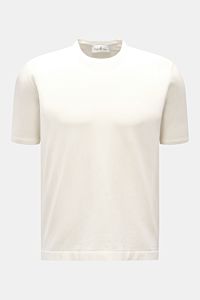 Della Ciana T-Shirt offwhite, frontale Nahaufnahme, modernes Essential aus reiner Baumwolle, weicher Griff, Regular Fit, Rundhalsausschnitt.