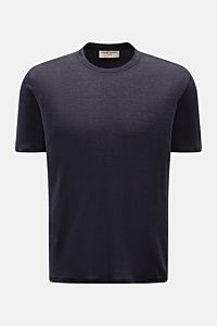 Officine Générale Linen crew neck T-shirt navy