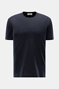 Piacenza 1733 Rundhals-T-Shirt navy, frontale Ansicht, reine Baumwolle, feine Jersey-Qualität, Regular Fit, sehr weicher Griff, atmungsaktiv und formstabil