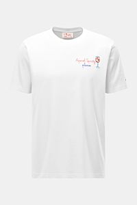 Alt tag (124 characters): Front view of MC2 Saint Barth Rundhals-T-Shirt 'Portofino' weiß with embroidered 'Aperol Spritz please' and glass.

Sommerlicher Hingucker: Das T-Shirt von MC2 SAINT BARTH aus weicher Bio-Baumwolle wird mit auffälligem Brust-S