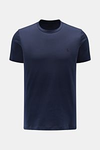 Dondup Rundhals-T-Shirt navy, Slim Fit, aus weichem Baumwoll-Jersey, Frontansicht mit Rundhalsausschnitt und DONDUP-Logo auf der Brust.