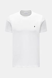 Dondup Rundhals-T-Shirt weiß, Frontansicht, Slim Fit, Jersey aus reiner Baumwolle, weicher Griff, DONDUP-Logo auf Brust, Rundhalsausschnitt.