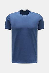 Kiefermann Rundhals T-Shirt 'Matello' dunkelblau, Extra Slim Fit, aus weichem Baumwoll-Jersey, Frontansicht mit Rundhalsausschnitt und Logodruck am Saum.