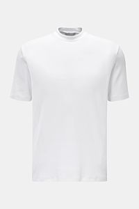 Kiefermann Rundhals-T-Shirt 'Paddys' weiß, frontal fotografiert, Slim Fit, reine Baumwolle, leicht elastisch, weicher Griff, Rundhalsausschnitt, Understatement.