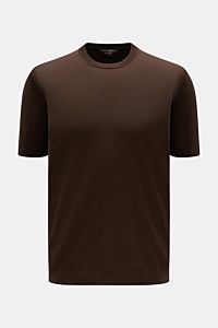 Filippo de Laurentiis Feinstrick-Kurzarmpullover dunkelbraun