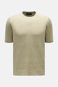 Filippo de Laurentiis Feinstrick-Kurzarmpullover oliv meliert