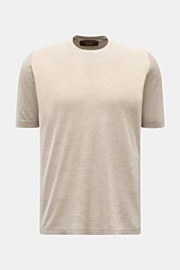 Filippo de Laurentiis Feinstrick-Kurzarmpullover beige meliert