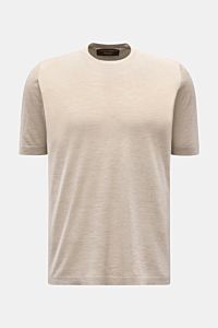 Filippo de Laurentiis Fine knit short sleeve jumper beige mottled