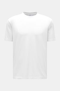 Front view of the 04651/ A trip in a bag Piqué T-shirt white, a slim fit pure piqué cotton tee with crew neck and ribbed bands.

Summer essential: This piqué T-shirt from 04651/ A TRIP IN A BAG is a versatile staple that's perfect for warm days.
