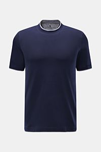 Brunello Cucinelli Rundhals-T-Shirt navy/grau meliert
