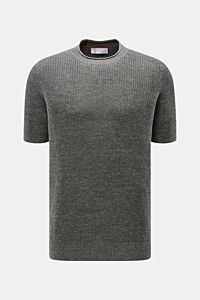 Brunello Cucinelli Kurzarmpullover dunkelgrau meliert