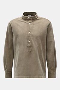 04651/ A trip in a bag Popover-Cordhemd Grandad-Kragen taupe