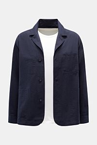 Officine Générale Seersucker-Overshirt 'Sycamore' navy