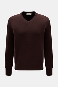 Bruno Manetti Cashmere V-Neck Pullover dunkelbraun