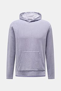 Front view of 04651/ A trip in a bag Terry hooded jumper 'Terry' grey-blue, made of pure cotton terrycloth with soft feel, regular fit, practical hood, and small woven label in the side seam, perfect for a relaxed beach vibe.

Description: Comfort and 