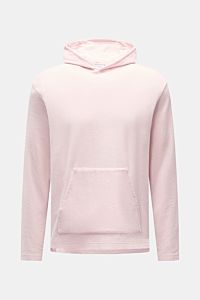 Front view of 04651/ A trip in a bag Terry hooded jumper 'Terry' rose in soft, pure cotton terrycloth with hood and kangaroo pocket.

Comfort and coolness with summery nonchalance: The hooded jumper 'Terry' by 04651/ A TRIP IN A BAG made of pure cotton