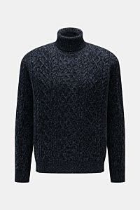 04651/ A trip in a bag Turtleneck jumper 'Mouline Cable Turtle' navy melange