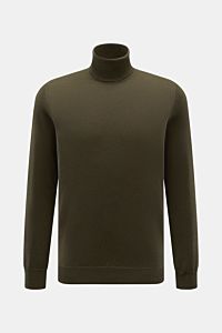 von Braun Cashmere Rollkragenpullover dark olive, Slim Fit, fein gestrickt aus reinem mongolischem Cashmere, sehr weich, Rollkragen, Rippbündchen, Vorderansicht