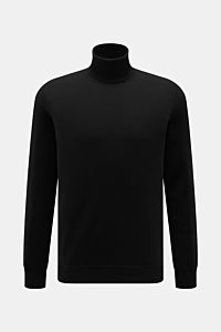 von Braun Cashmere Rollkragenpullover schwarz, frontal fotografiert, Slim Fit, fein gestrickt aus weichem, reinem Cashmere mit anliegendem Rollkragen und elastischen Rippbündchen.