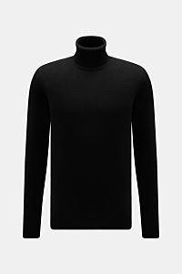 Von vorn fotografierter von Braun Cashmere Rollkragenpullover schwarz, mittelfein gestrickt, Regular Fit mit anliegendem Rollkragen und Rippbündchen.
