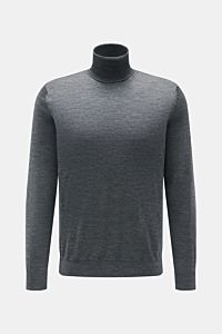 von Braun Merino Rollkragenpullover anthrazit meliert, Slim Fit, fein gestrickt, reine Merinowolle, anliegender Rollkragen, flexible Rippbündchen, Frontansicht