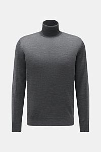von Braun Merino Rollkragenpullover grau meliert, Slim Fit, feines Strickbild, reine Merinowolle, anliegender Rollkragen, flexible Rippbündchen, Frontansicht