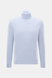 Front view of Fioroni Cashmere Rundhalspullover graubraun meliert, a slim fit turtleneck sweater in pure cashmere with very soft feel, medium fine knit, and flexible ribbed cuffs. Souveräne Eleganz in ihrer luxuriösesten Form: Der Rollkragenpullover vo