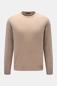 Cashmere crew neck jumper 'Crew' beige mottled