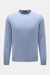 Cashmere crew neck jumper 'Crew' light blue mottled