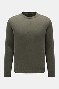 Cashmere crew neck jumper 'Crew' olive mottled