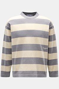 Stone Island Rundhalspullover 'Marina' grau/beige gestreift