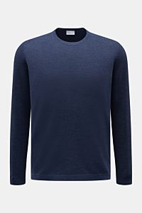 04651/ A trip in a bag Feinstrick-Rundhalspullover dunkelblau meliert