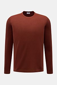 Feinstrick-Rundhalspullover rotbraun