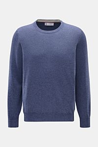 Brunello Cucinelli Cashmere Rundhalspullover blau meliert